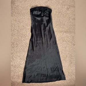 Black satin maxi dress